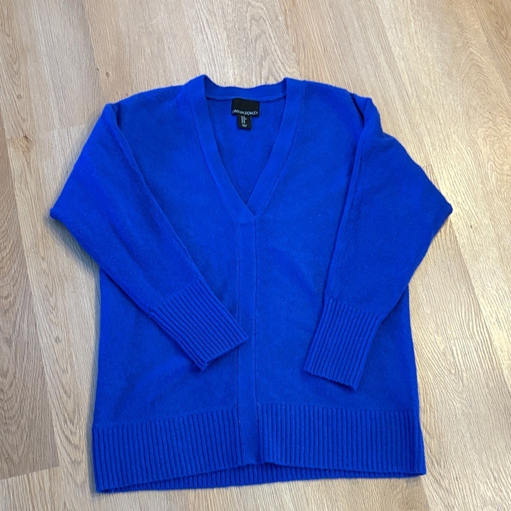 Cynthia Rowley V-Neck Sweater in Vibrant Blue